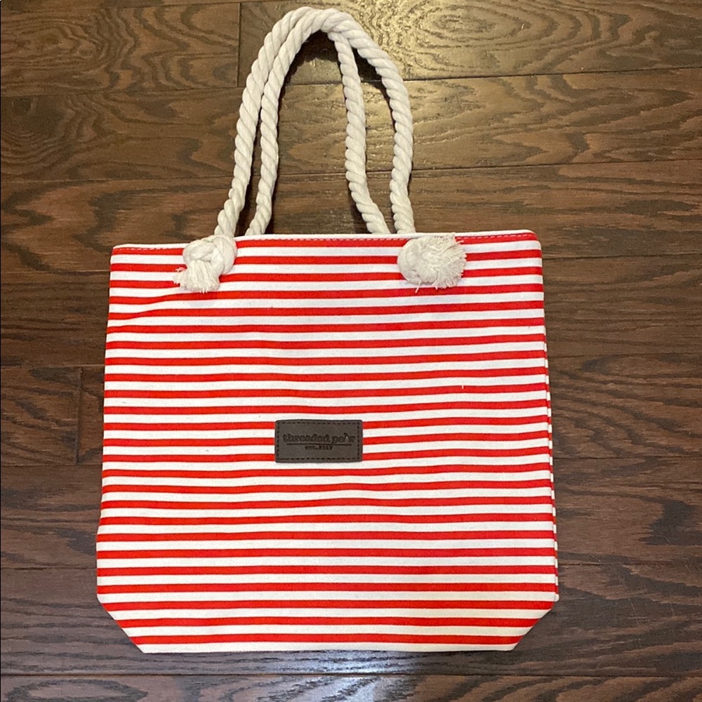 Threaded Pear Beach/Tote Bag Red Striped NWT